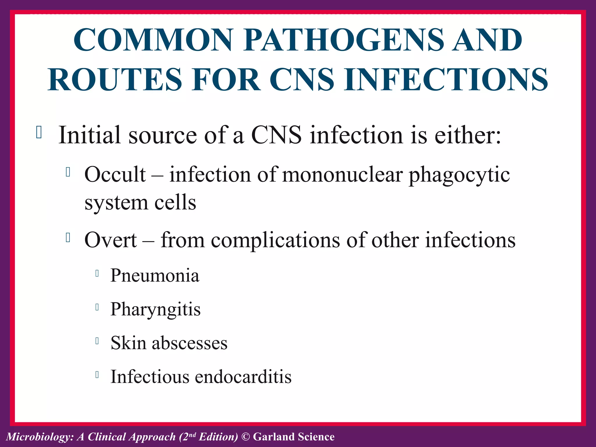 Ch. 24 Infections of Central Nervous System | PPT