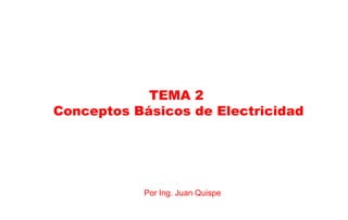 TEMA 2
Conceptos Básicos de Electricidad




           Por Ing. Juan Quispe
 