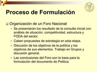 El proceso de formulación e implementación, FAO