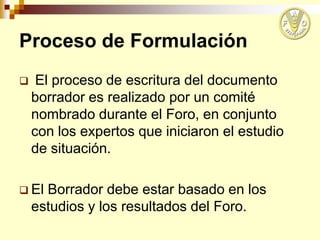 El proceso de formulación e implementación, FAO