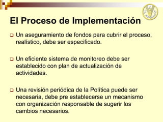 El proceso de formulación e implementación, FAO