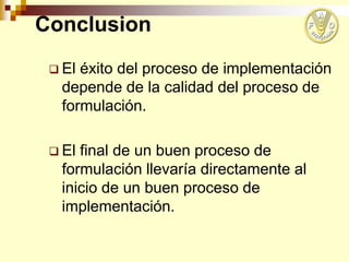 El proceso de formulación e implementación, FAO