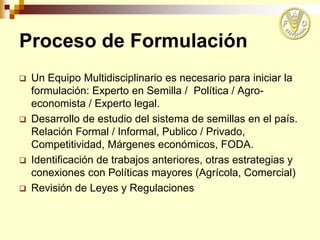 El proceso de formulación e implementación, FAO