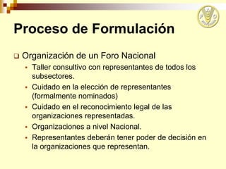 El proceso de formulación e implementación, FAO
