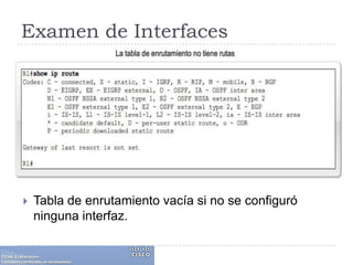Examen de InterfacesTabla de enrutamiento vacía si no se configuró ninguna interfaz. 