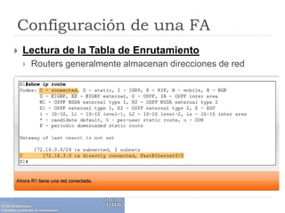 Configuración de una FALectura de la Tabla de EnrutamientoRouters generalmente almacenan direcciones de red 