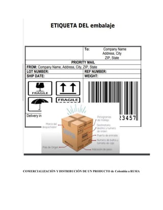 COMERCIALIZACIÓN Y DISTRIBUCIÓN DE UN PRODUCTO de Colombia a RUSIA
 