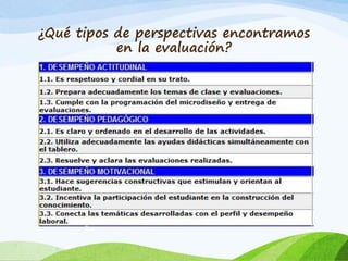 ¿Qué tipos de perspectivas encontramos
en la evaluación?
 