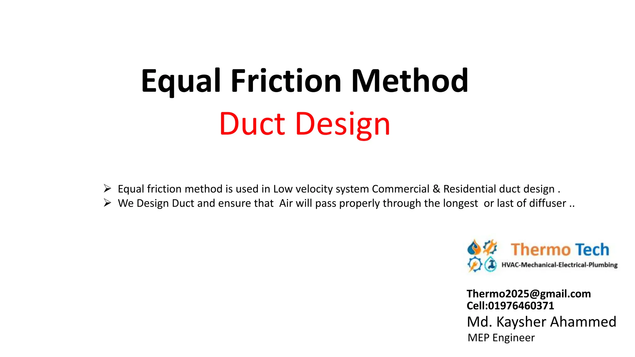 2)Equal friction Method duct design easy.pptx
