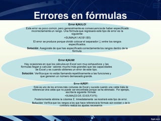 Errores en fórmulas
 