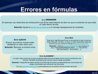 Errores en fórmulas
 