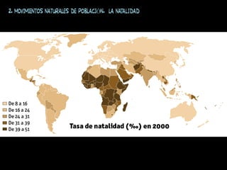 2. MOVIMIENTOS NATURALES DE POBLACIÓN. La natalidad
 