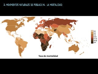 Tasa de mortalidad
2. MOVIMIENTOS NATURALES DE POBLACIÓN. La mortalidad
 
