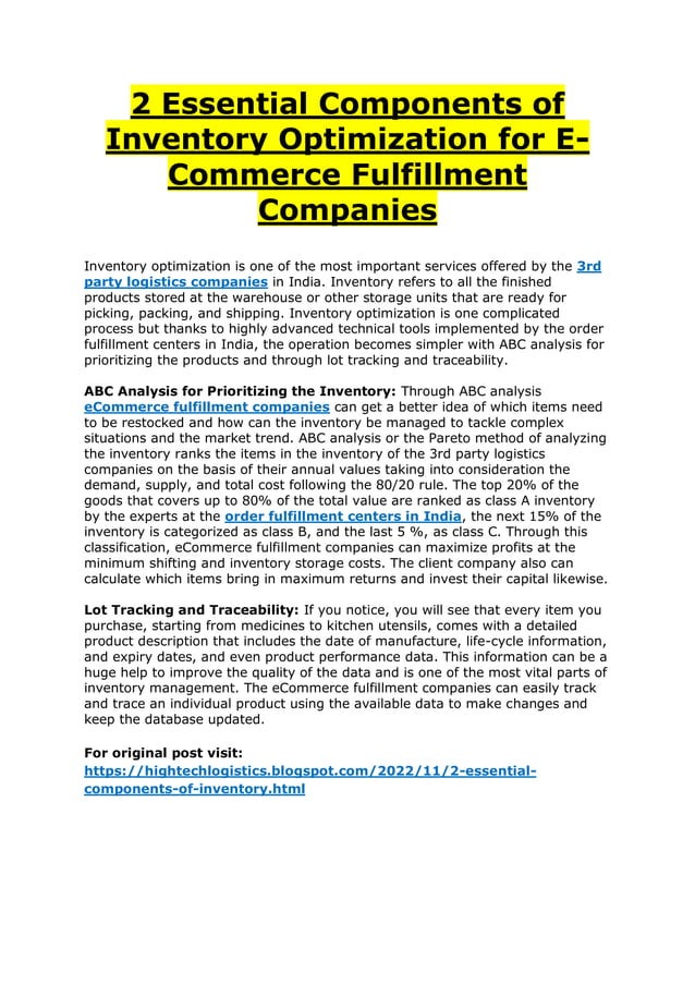 2 Essential Components of Inventory Optimization for