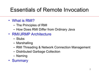 java rmi ESSENTIALS WITH ARCHITECTURE FOR ADVANCE JAVA | PPT