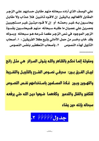 ~
55
~
‫و‬
‫م‬
‫ق‬
‫و‬
‫ـ‬‫ـ‬‫ل‬
‫ة‬
‫ـرائر‬‫ـ‬‫الس‬ ‫ـولى‬‫ـ‬‫يت‬ ‫ـه‬‫ـ‬‫والل‬ ‫ـاهر‬‫ـ‬‫بالظ‬ ‫ـم‬‫ـ‬‫نحك‬ ‫ـا‬‫ـ‬‫إنم‬
‫ـ‬‫ـ‬‫ه‬
‫ي‬
‫م‬
‫ـ‬‫ـ‬‫ث‬
‫ل‬
‫ر‬
‫ا‬
‫ـ‬‫ـ‬‫ئ‬
‫ع‬
‫ل‬
‫ب‬
‫ــ‬‫ـ‬‫ي‬
‫ا‬
‫ن‬
‫ا‬
‫ل‬
‫ــ‬‫ـ‬‫ف‬
‫ر‬
‫ق‬
‫ــ‬‫ـ‬‫ب‬
‫ي‬
‫ن‬
:
‫م‬
‫ح‬
‫ر‬
‫ــ‬‫ـ‬‫ف‬
‫ي‬
‫ن‬
‫ــ‬‫ـ‬‫ص‬
‫و‬
‫ص‬
‫ا‬
‫ل‬
‫ــ‬‫ـ‬‫ش‬
‫ر‬
‫ع‬
‫ب‬
‫ا‬
‫ل‬
‫ت‬
‫أ‬
‫و‬
‫ــ‬‫ـ‬‫ي‬
‫ل‬
‫و‬
‫ا‬
‫ل‬
‫ت‬
‫ــ‬‫ـ‬‫ف‬
‫ر‬
‫ي‬
‫ط‬
‫و‬
‫ا‬
‫ل‬
‫ت‬
‫هــ‬
‫و‬
‫ي‬
‫ن‬
‫و‬
‫بــ‬
‫ي‬
‫ن‬
‫غــ‬
‫ال‬
‫ة‬
‫ا‬
‫ل‬
‫م‬
‫ســ‬
‫ل‬
‫م‬
‫ي‬
‫ن‬
‫ب‬
‫ا‬
‫ســ‬
‫ت‬
‫خ‬
‫د‬
‫ا‬
‫م‬
‫ه‬
‫م‬
‫ن‬
‫فــ‬
‫س‬
‫ا‬
‫ل‬
‫ن‬
‫صــ‬
‫و‬
‫ص‬
‫ل‬
‫ل‬
‫ت‬
‫ك‬
‫ف‬
‫ي‬
‫ر‬
‫و‬
‫ا‬
‫ل‬
‫ق‬
‫ت‬
‫ل‬
‫و‬
‫ا‬
‫ل‬
‫ت‬
‫د‬
‫م‬
‫ي‬
‫ر‬
‫و‬
‫ك‬
‫ال‬
‫ه‬
‫مـ‬
‫ا‬
‫ضـ‬
‫ي‬
‫ع‬
‫و‬
‫ا‬
‫د‬
‫يـ‬
‫ن‬
‫ا‬
‫ل‬
‫لـ‬
‫ه‬
‫ح‬
‫تـ‬
‫ي‬
‫ي‬
‫ر‬
‫ف‬
‫عـ‬
‫ه‬
‫س‬
‫ب‬
‫ح‬
‫ا‬
‫ن‬
‫ه‬
‫ب‬
‫إ‬
‫ذ‬
‫ن‬
‫ه‬
‫ح‬
‫ي‬
‫ن‬
‫ي‬
‫ش‬
‫ا‬
‫ء‬





 