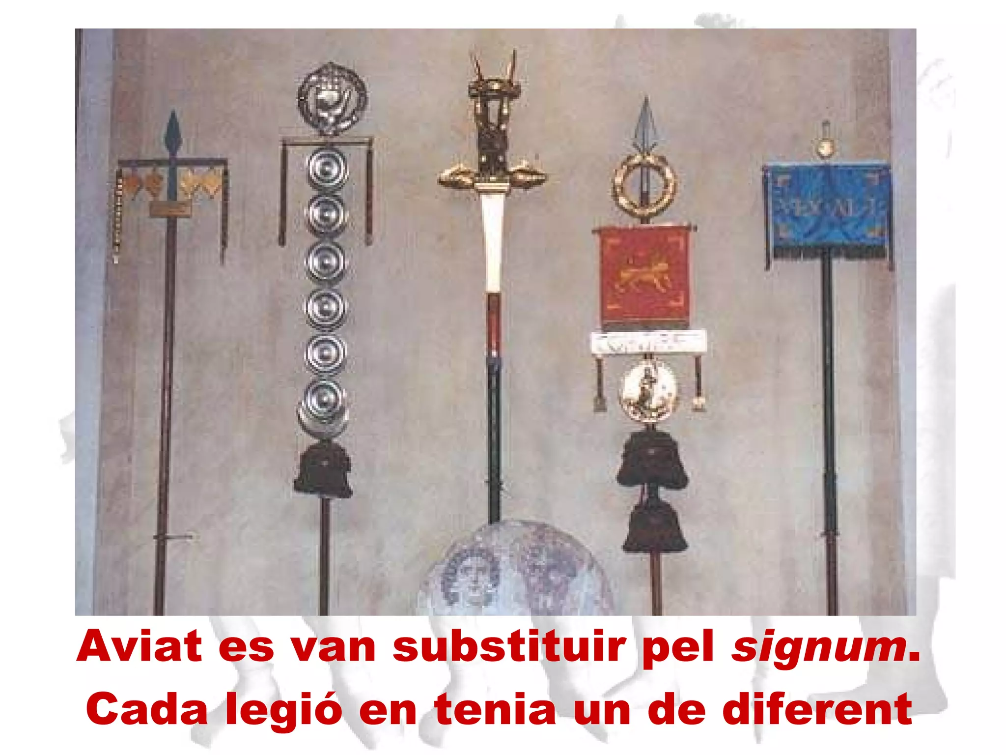 Aviat es van substituir pel  signum . Cada legió en tenia un de diferent 