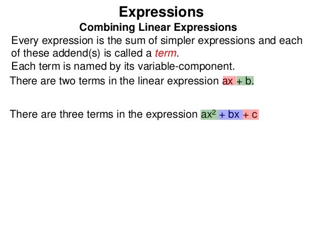 2 expressions and linear expressions