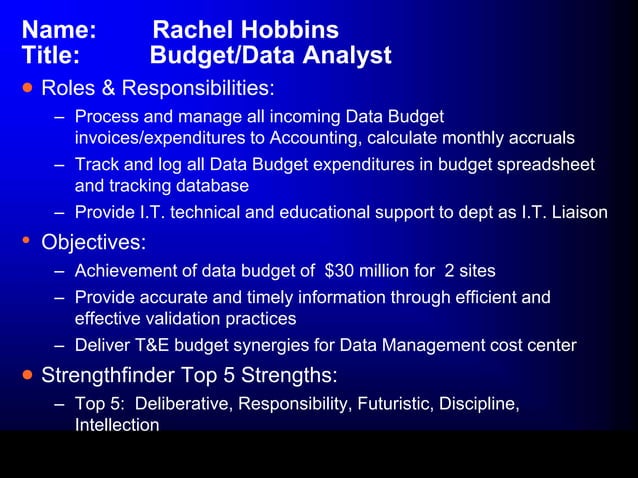 Budget Analyst Summary Duties | PPT
