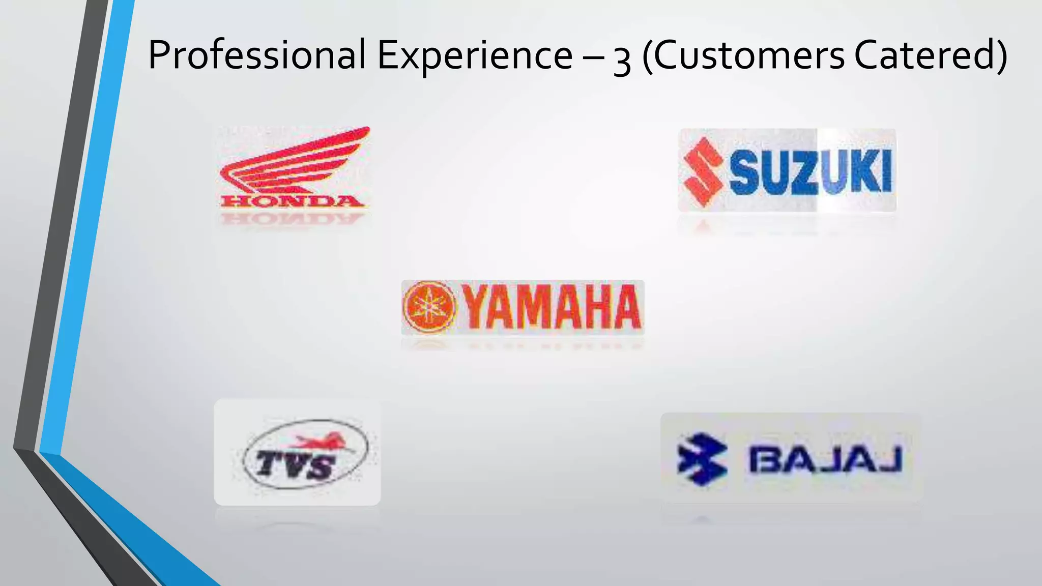 Professional Experience – 3 (Customers Catered)
 