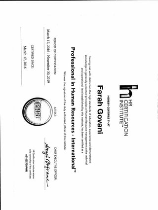 PHRi certificate