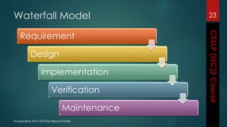 ©Copyrights 2013-2016 by Masoud Ostad
Waterfall Model
Requirement
Design
Implementation
Verification
Maintenance
23
 