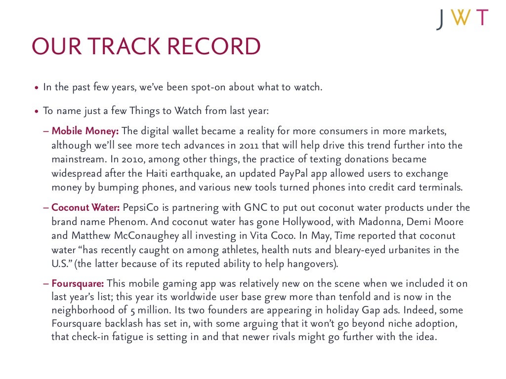 OUR TRACK RECORD • In