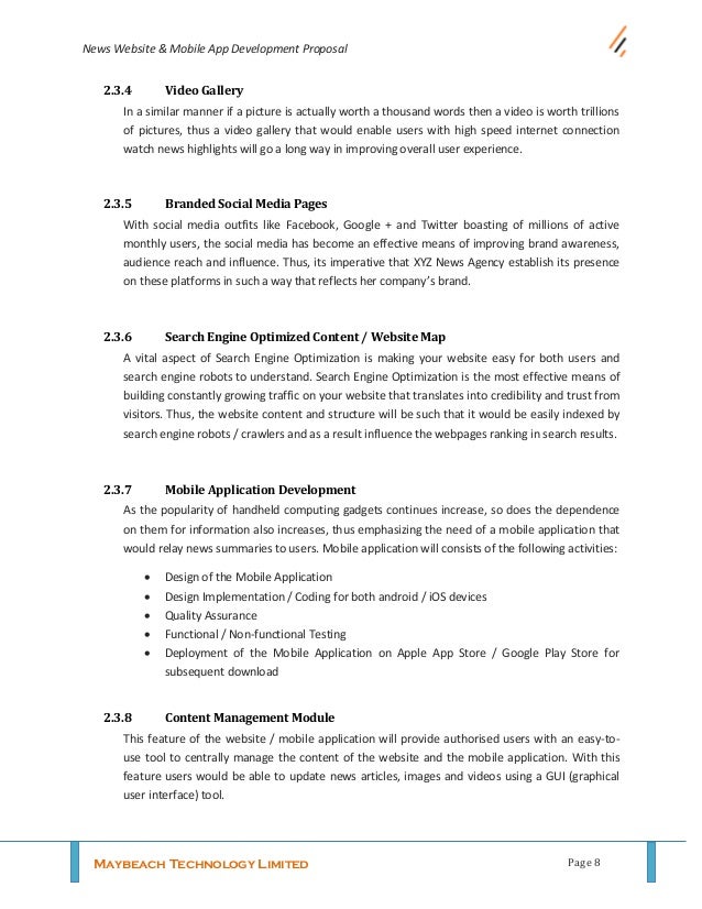 Proposal for website development and maintenance picture