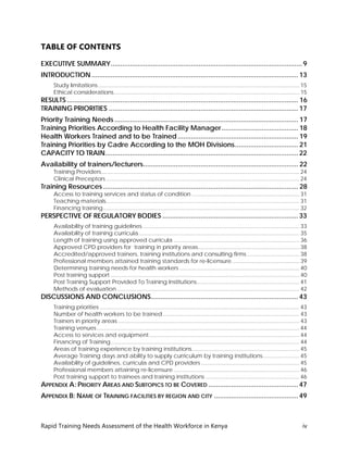 Kenya Health Workforce Training Needs Assessment Report | PDF