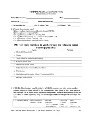 Kenya Health Workforce Training Needs Assessment Report | PDF