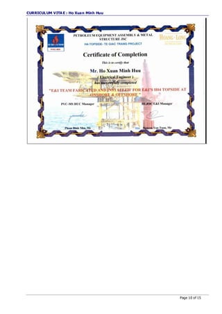 CURRICULUM VITA E : Ho Xuan Minh Huu
Page 10 of 15
 