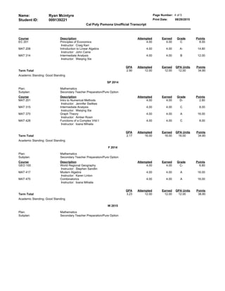 unofficial transcript | PDF | Undergraduate Education | College Education