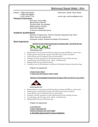 CV -(Technical Office structural Engineer)