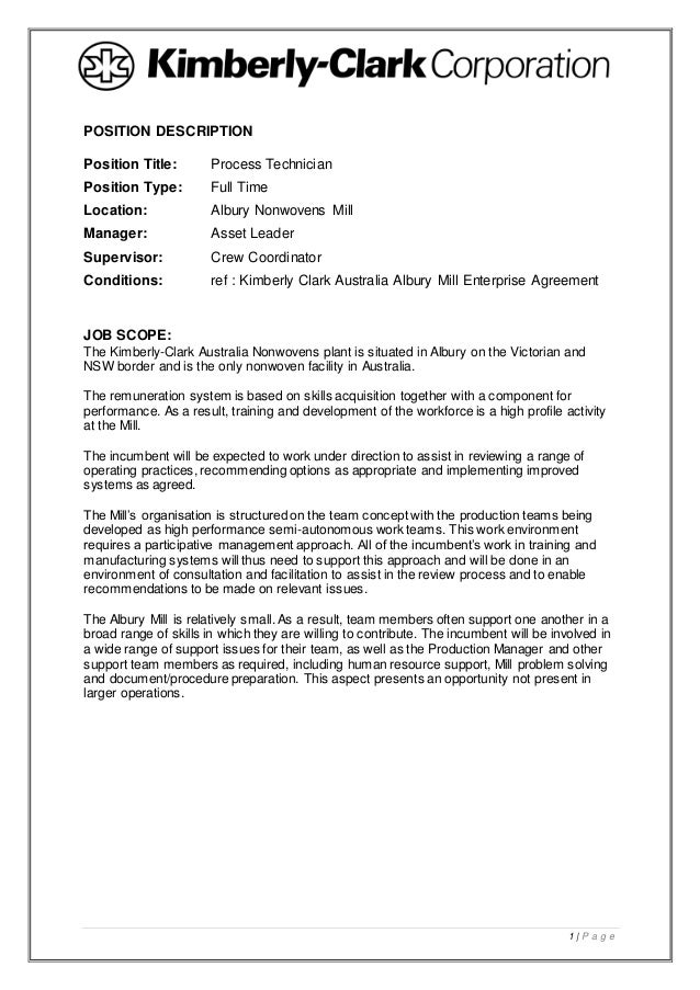 process technician job description