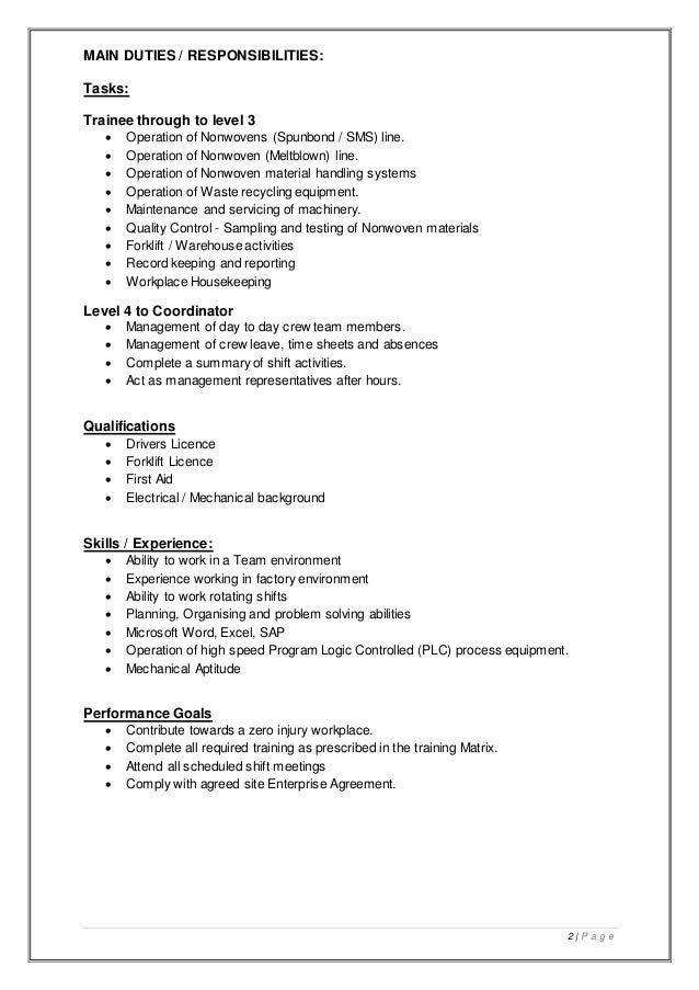 Kimberly Clark Crew Technician Nonwovens