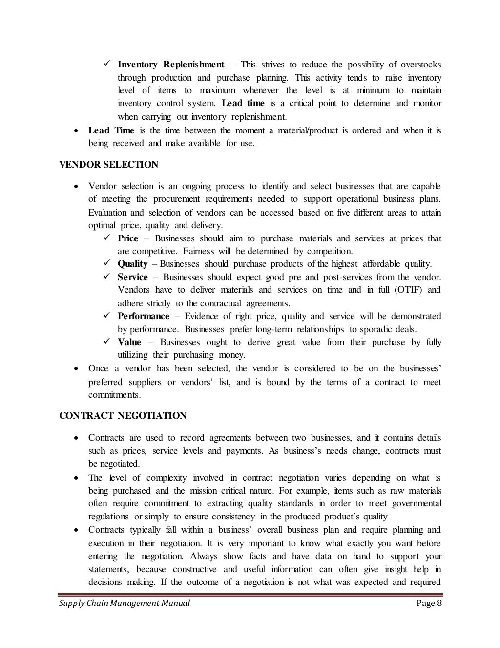 SUPPLY CHAIN MANAGEMENT