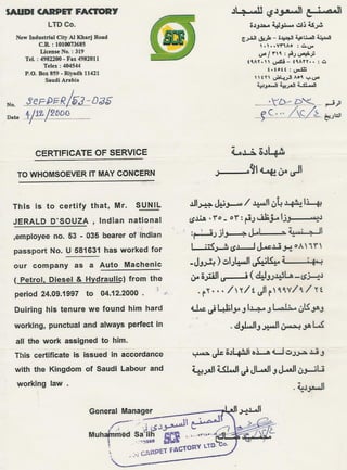 Training & Experience certificates