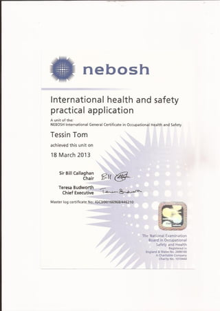 NEBOSH IGC 3 Certificate