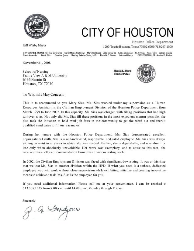 nursing letters of recommendation