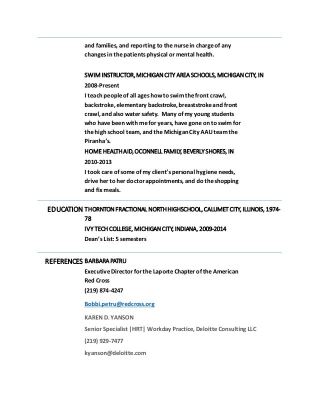 swim instructor resume