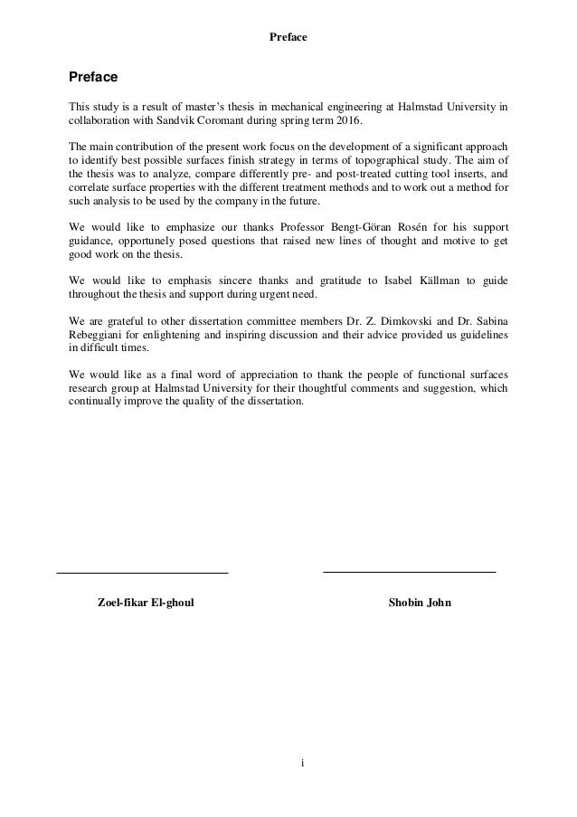 Master thesis in mechanical engineering