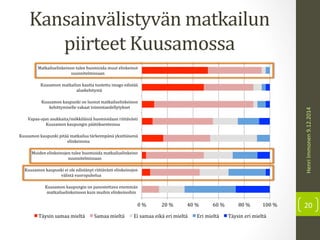 Kansainvälistyvän	
  matkailun	
  
piirteet	
  Kuusamossa	
  
20	
  
Henri	
  Immonen	
  9.12.2014	
  
0	
  %	
   20	
  %	...