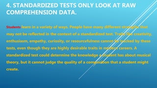 Standardized Testing Drawbacks What are the disadvantages of standardizes testing | PPTX