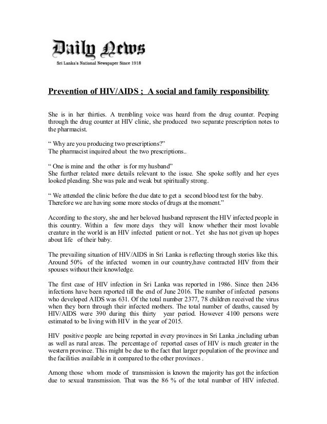 HIV. Article. Daily News