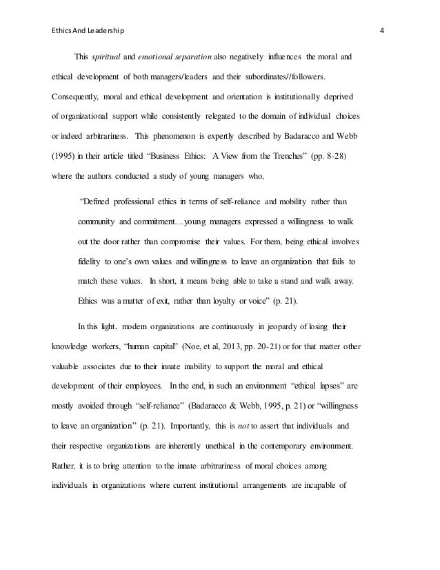 Essays on moral leadership