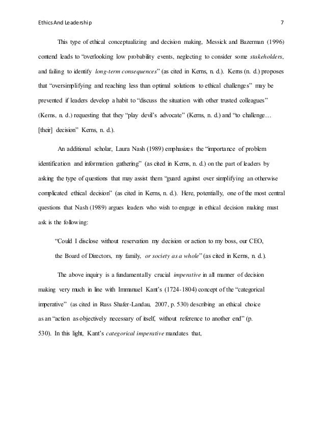 Assignment 3 Using Leadership to Improve Ethical Performance