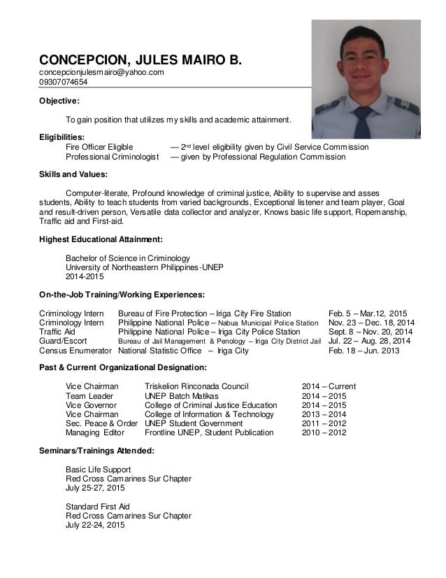 pix Resume Of A Student Criminology resume linkedin
