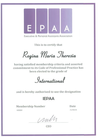 EPAA Certificate
