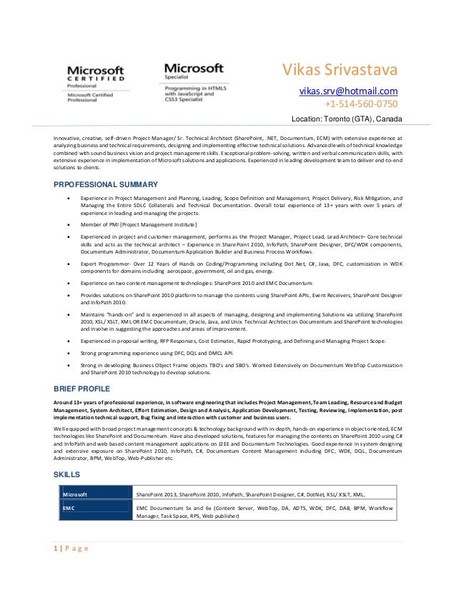 resume vikas srivastava