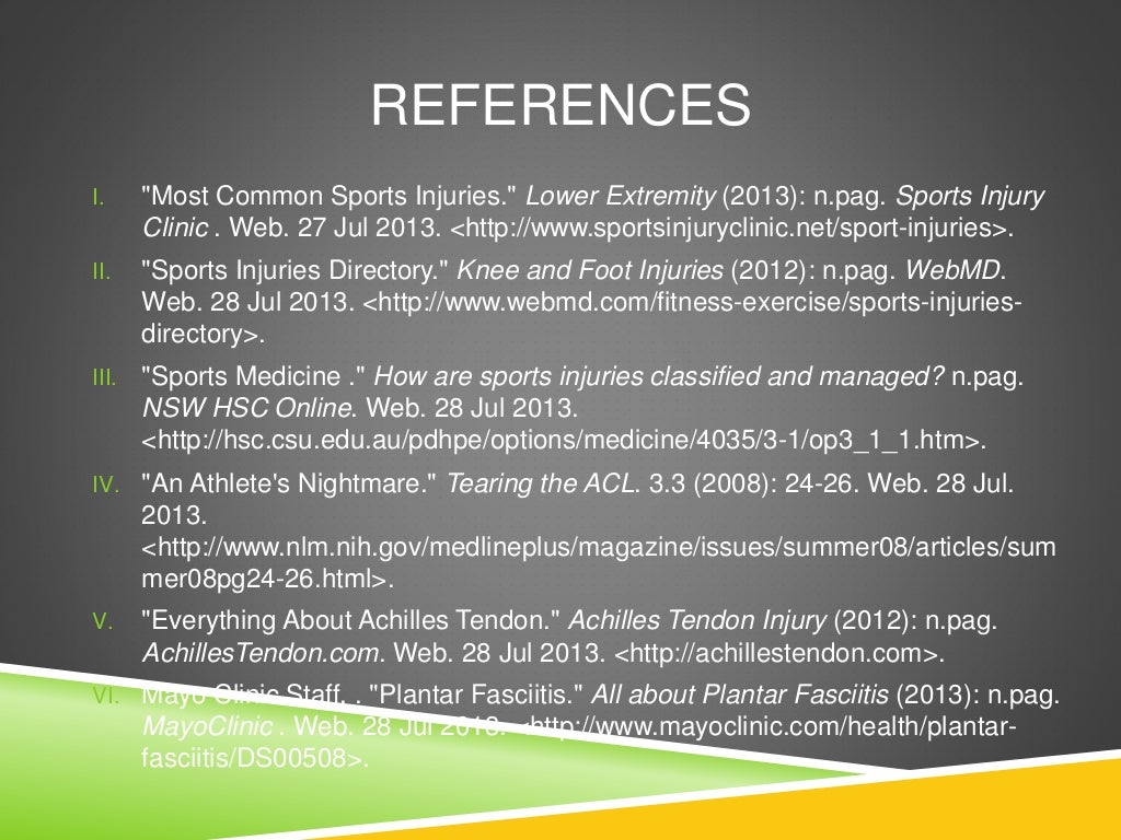 Sports Injuries Presentation